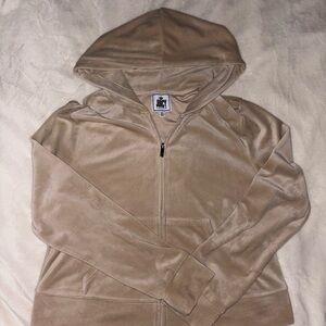 Juicy Couture Beige Velour Zip-Up Hoodie